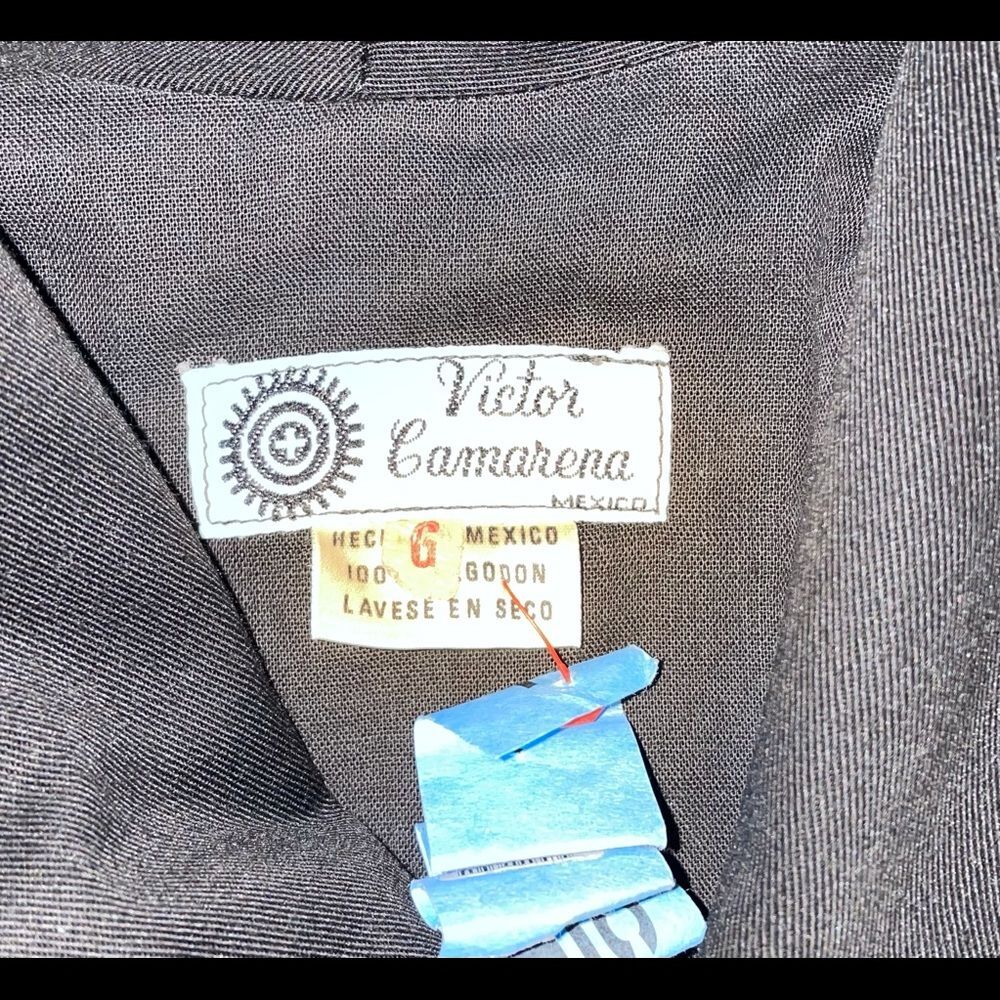 VICTOR CAMARENA Vtg Long Black Jacket Hand Embroidered Southwest Design Sz L - Picture 4 of 4